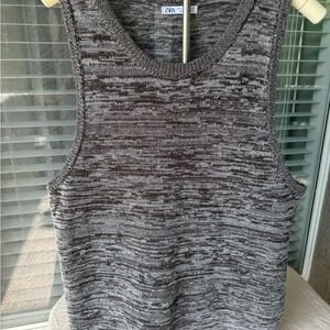 Zara Marled Brow/gray Knit Tank